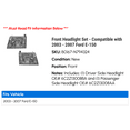 thumbnail image 2 of Front Headlight Set - Compatible with 2003 - 2007 Ford E-150 2004 2005 2006, 2 of 2