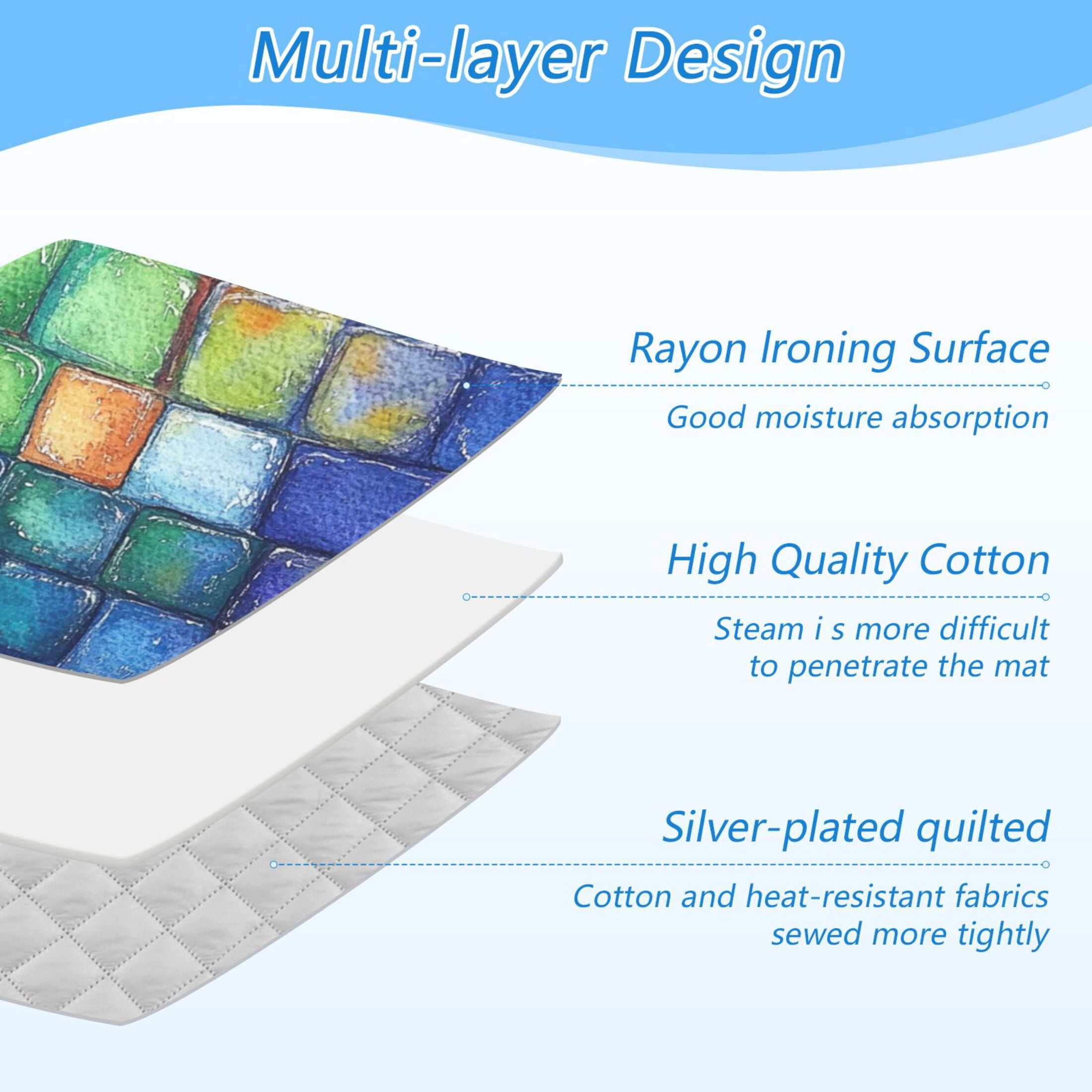 Colorful Small Square Ironing Mat Blanket for Table Top Travel Portable Ironing Board Pad 47.2x27.6 Inch