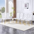 thumbnail image 4 of TesNus Retro Alligator Faux Leather Dining Chairs Set of 4 White Gold Crystal Tufted Upholstered Kitchen Dining Room Chairs, 4 of 9