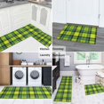 thumbnail image 4 of Yellow and Blue Checkered Pattern Anti Fatigue Kitchen Rugs Set Of 2, Non Slip Washable Decorative Floor Mats for Kitchen Sink Laundry, 17"x30" and 17"x47", 4 of 5