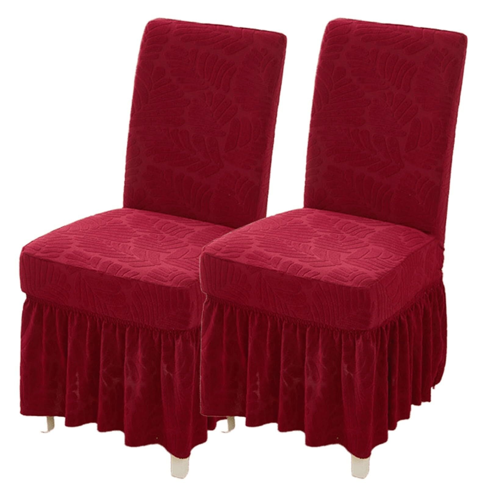 LKJYER Dining Chair Covers with Long Skirt Chair Covers for Dining Room Set of 2/4/6 Stretch Removable Chair Slipcovers for Kitchen Wedding Party Banquet