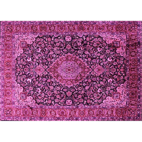 Ahgly Company Indoor Rectangle Medallion Pink Traditional Area Rugs, 7' x 10'