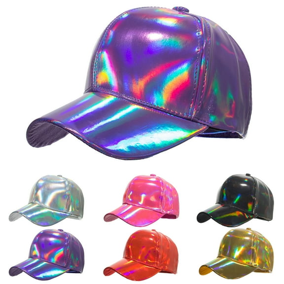 Dailypoc Female Summer Casual Baseball Cap - Multicolour PU Leather with Adjustable Visor, Fashionable for Outdoor Outings, Sun Protection, Stylish Accessory for Daily Wear,Silver,One Size