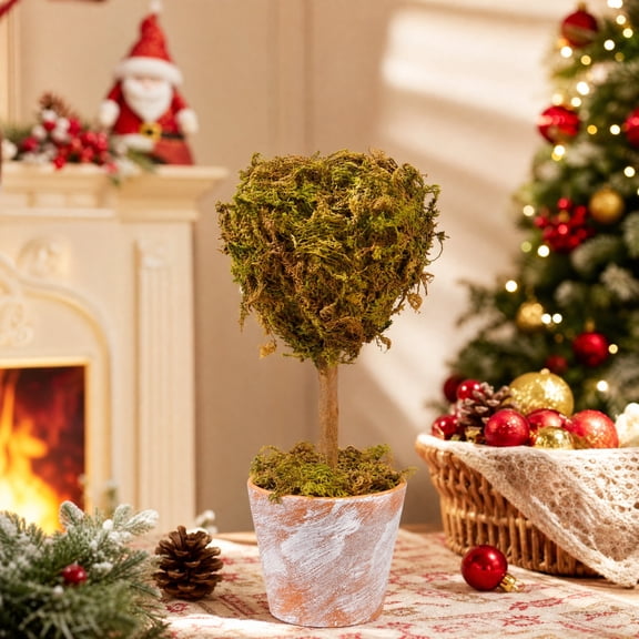 Fmbmuo Christmas Decor Creative Mini Tree Heart Shaped Desktop Ornament Festive Potted Decor for Desk and Shelf Ornaments,Green