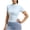 #0145-Light Blue, variant on Womens Zip Up Yoga Tops St Collar Short Sleeve Workout Jackets Solid Color Athletic Tops Breathable Active Shirts Gym Running Pilates Sports