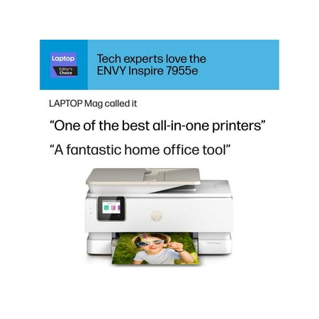 HP - ENVY Inspire 7955e Wireless All-In-One Inkjet Photo Printer with 3 months of Instant Ink included with HP+ - White & Sandstone