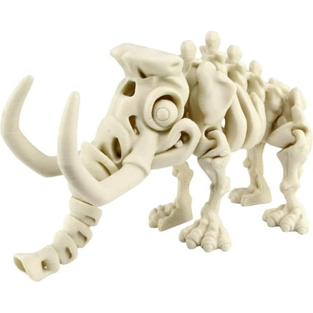 PowerTRC 3D Printed Skeleton Woolly Mammoth – Prehistoric Collectible Articulating Dinosaur 3D Figurine Desk Decoration for Teens and Adults, Made in USA