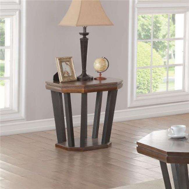 Benzara BM185817 Octagon Shaped End Table with Bottom Shelf & Metal