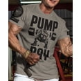 thumbnail image 2 of Gymish Pump Day Workout T-Shirt for Men – Funny Gym Shirt, Motivational Lifting Tee, Men’s Athletic Apparel, Warm Grey with Sleeve Logo, X-Large, 2 of 6