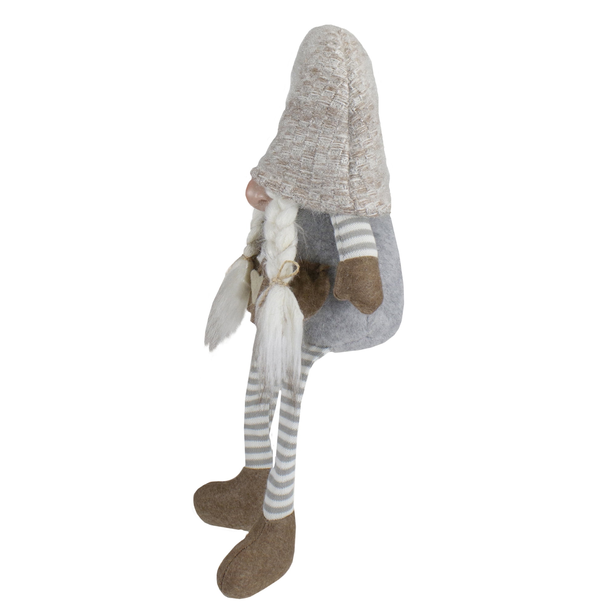 Northlight Sitting Girl with Braids Christmas Gnome Figure - 7.5" - Gray and Beige