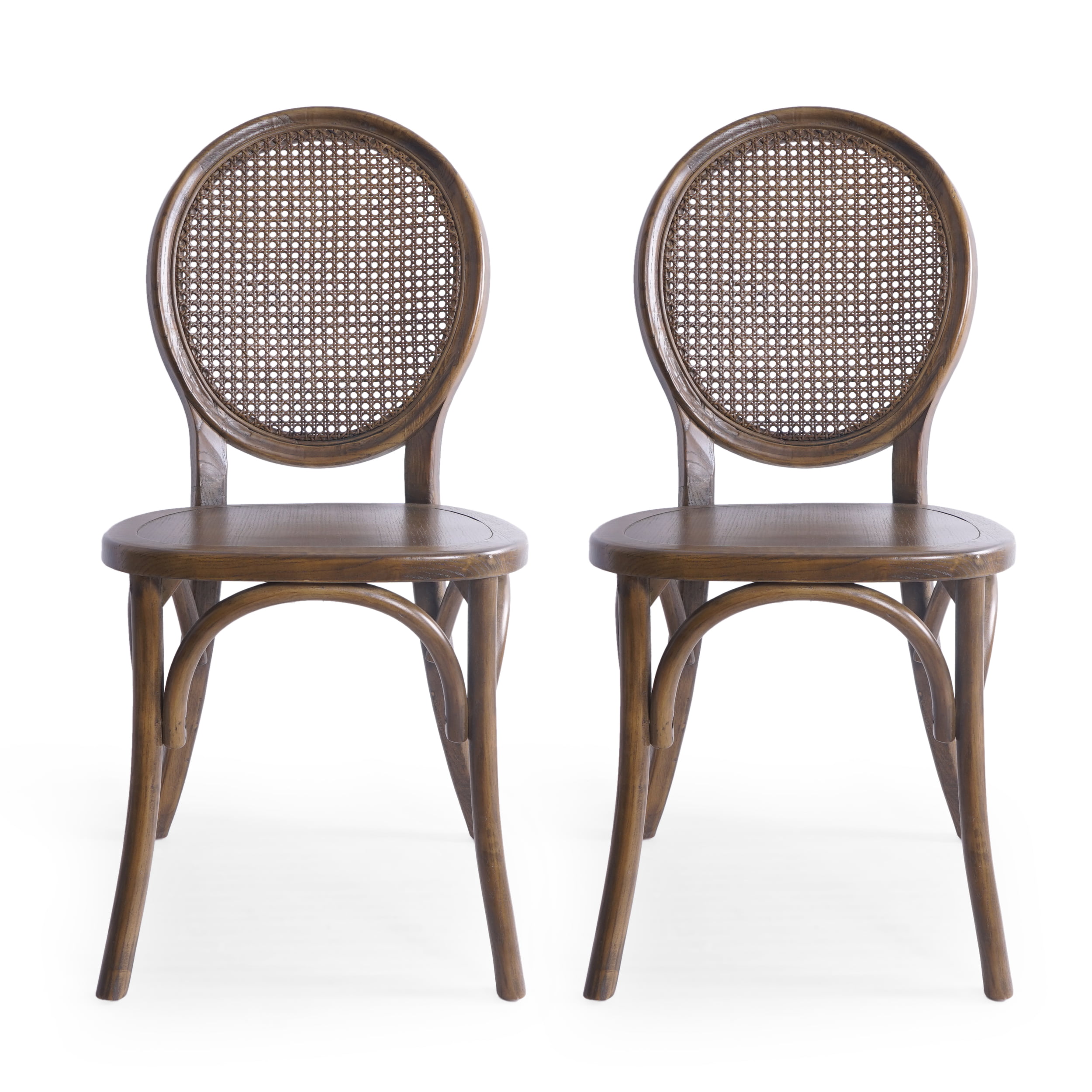Silverdew Indoor Wicker Dining Chairs Light Brown and Black Set of 2 