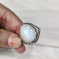 thumbnail image 3 of Rainbow Moonstone Mens Ring, Natural Blue Fire Rainbow Moonstone, Silver Jewelry, 925 Silver Ring, Birthday Gift, Heavy Mens Ring, Arabic Design, Ottoman Style Ring, Christmas, Turkey Mens Signet Ring, 3 of 7