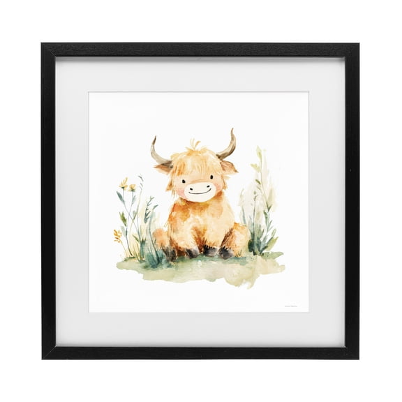 Stupell Industries Cottage Little Highland Calf Black Framed Print Under Glass, 13 x 13, by Svetlana Aleynikova