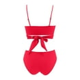 thumbnail image 4 of MIXUE Swim Suits for Women Solid Color Bikini Sets for Women Two Piece High Waisted Ruched Summer Swimwears Beachwear,Red,M, 4 of 5