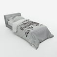 thumbnail image 3 of Vintage Duvet Cover Set, Old School Steam Locomotive with Banner on an Off White Background Monochrome, Bedding Set with Shams and Fitted Sheet, 3 Sizes, by Ambesonne, 3 of 3