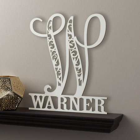 Personalized Family Name Antique White Wood Plaque