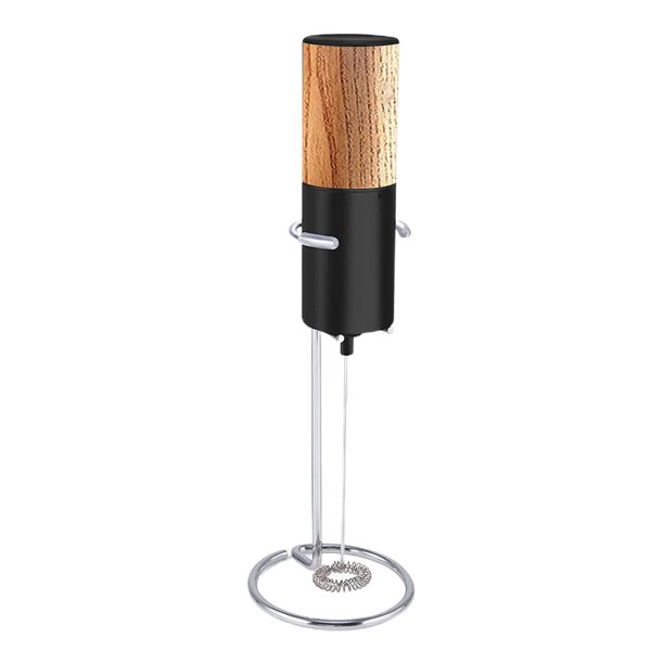 Espumador de leche portátil, de huevos con cabezal mezclador de acero inoxidable 304, a mezcladora batería para crema, Negro y marrón Sunnimix Espumador de leche eléctrico