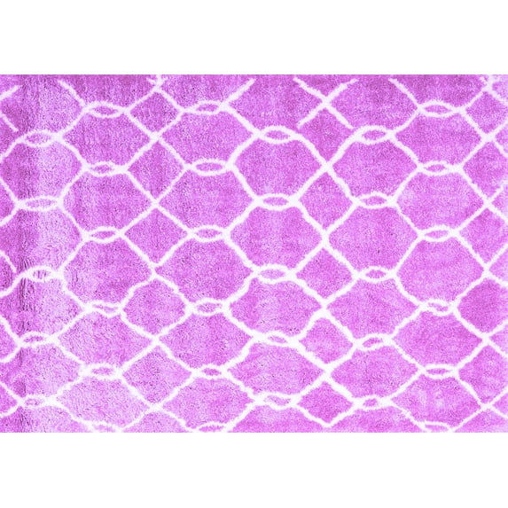 Ahgly Company Indoor Rectangle Trellis Purple Modern Area Rugs, 5' x 7'