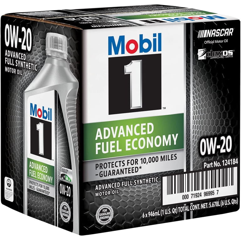 Mobil 1 Advanced Fuel Economy Full Synthetic Motor Oil 0W-20, 6