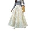 thumbnail image 2 of Comfortable Casual Textured Wear for Women Women's Casual Irregular Cake Skirt Skirt Women's Mid-Length High-Waisted Gauze Skirt Women's Breathable Large Size Attire, 2 of 5