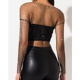 thumbnail image 3 of Rhinestone Mesh Body Chains Long Sleeve, Crystal See Through Cover Up Rhinestone Top Fishnet Bikini Body Jewelry For Women, 3 of 5