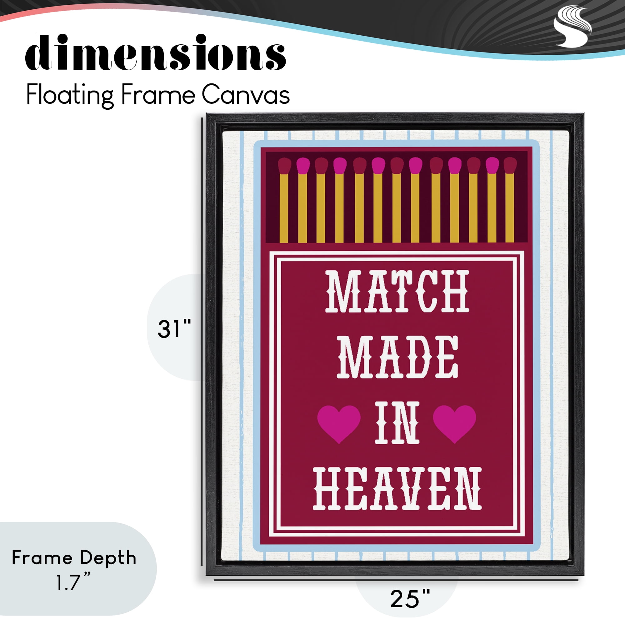 Stupell Industries Vintage Match Made In Heaven Black Framed Floater Canvas Wall Art, design by Lil' Rue
