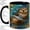 Black, variant on Sea Otter Fish Accent Mug, 11oz Ceramic Coffee Cup for Ocean Lovers