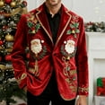 thumbnail image 2 of Lumeqa Men's Ugly Christmas Blazer Corduroy Xmas Print Holiday Party Jacket Two Button Slim Fit Business Office Blazers with Pockets, 2 of 5