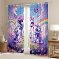 thumbnail image 2 of Erosebridal Cute Rainbow Unicorn Curtains Pack of 2 (42x84 Each),Colorful Butterfly Purple Floral Curtains Blackout For Kids Girls, 2 of 7