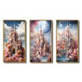 thumbnail image 2 of Designart "Castles curious Wonder Pastel IV" Cityscapes Framed Wall Art Set Of 3 - Multi-Color Castles Frame Canvas Set For Living Room Decor, 2 of 6