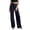 Navy, variant on Women's Solid Pleated Wide Leg Suit Bottoms,High Rise Belted Waist Straight Dress Pants for Work Meeting Errands