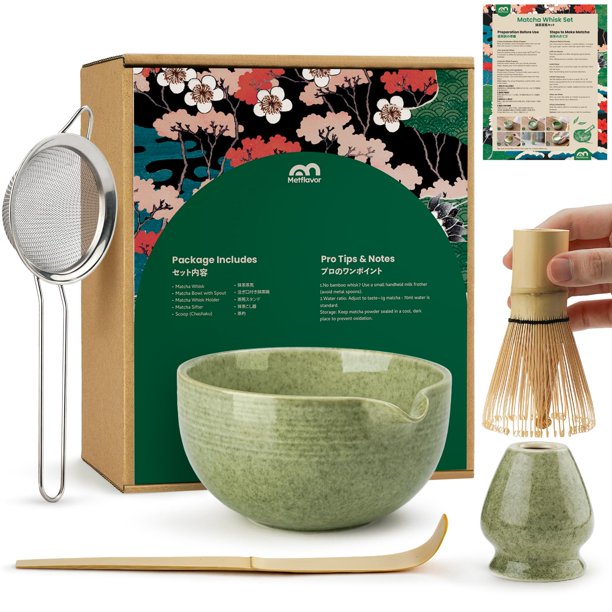 Set de batidores de matcha Metflavor hechos a mano con bambú Chasen & Bowl