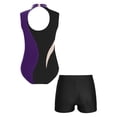 thumbnail image 2 of Alvivi Gymnastics Leotards for Girls Sleeveless Color Block Dance Bodysuit and Shorts Bottoms Purple&Black 10, 2 of 7