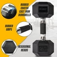 thumbnail image 4 of PRISP Hex Dumbbells Weight Set - 200 lb - Cast Iron Hand Weights with Rubber Grip and Vertical Dumbbell Rack; for Home Gym, Exercise and Fitness, 4 of 8