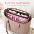 thumbnail image 3 of Purse Organizer Insert with Zipper and Handles, 13 Pocket Handbag Tote Bag Organizer Liner, Pink, TIKA, 3 of 7