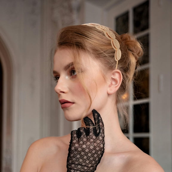 OUNONA Golden Double Layer Metal Headband for Women Fashionable and Durable 6.5 Inches