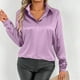 thumbnail image 5 of Camisas de manga larga,Blusa de mujer, color liso, cuello vuelto, manga larga, camisa informal de poliéster, corte favorecedor para uso diario, sopatenor, 5 of 9