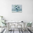 thumbnail image 5 of Vintage Flowers Canvas Wall Art Blue White Blossom Canvas Painting Retro Flowers in Vase Canvas Pictures Blue Ocean Background Artwork Prints for Bathroom Bedroom Wall Decor 16" X 12", 5 of 6