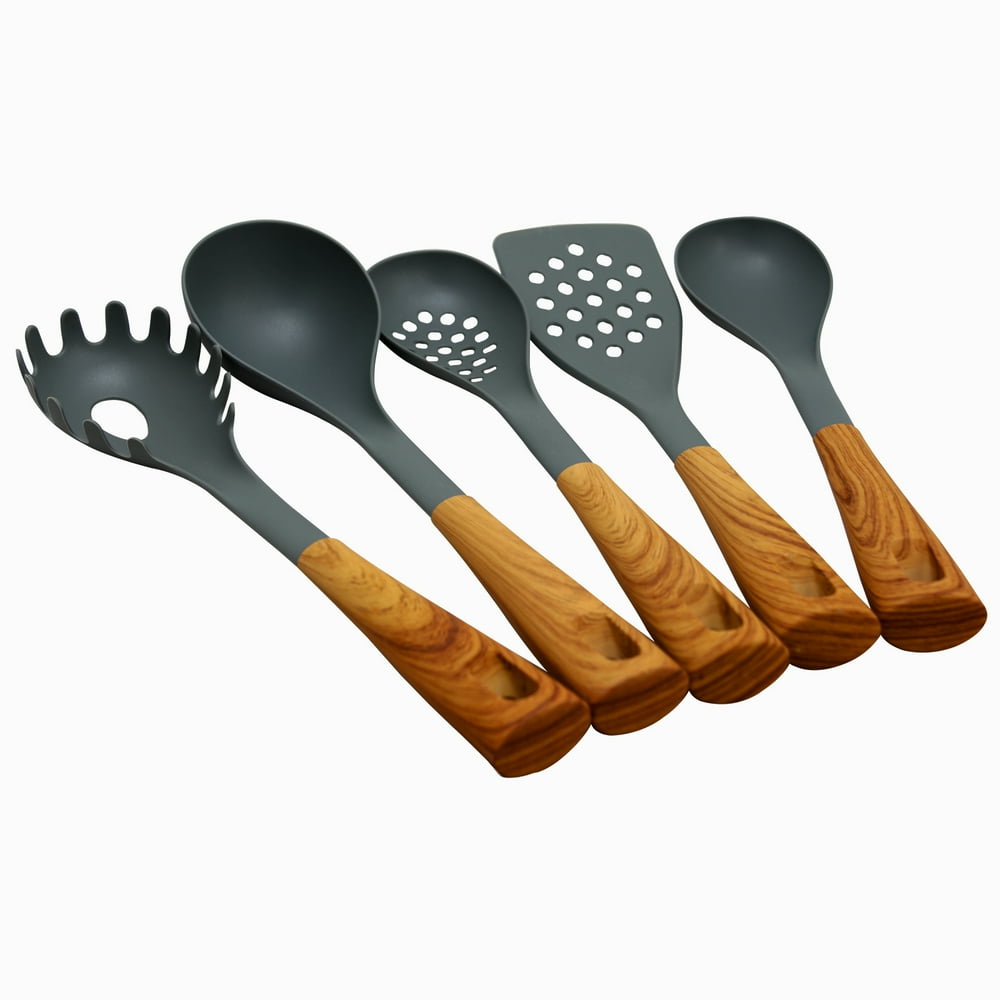 Oster Everwood Kitchen Nylon Tools Set with Wood Inspired Handles, Set of 5 - Walmart.com