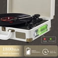 thumbnail image 3 of JORLAI Tocadiscos Tocadiscos de 3 velocidades con Bluetooth Batería incorporada Altavoces estéreo Tocadiscos vintage Accionado por correa Maleta portátil Grabación de PC Blanco, 3 of 5