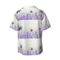 thumbnail image 2 of KLL Lavender and Butterfly Print Men's Shirt Short Sleeve Button Down Summer Cuba Beach Shirts- Medium, 2 of 7