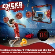 Basketball Hoop Indoor for Kids, Mini Hoop for Bedroom Office with 3 Ball Automatic Scoring, Gifts for Boys Teenage 5 6 7 8 9 10 Years Old, Over Door Basketball Hoop Presents Toys for Teen Boys