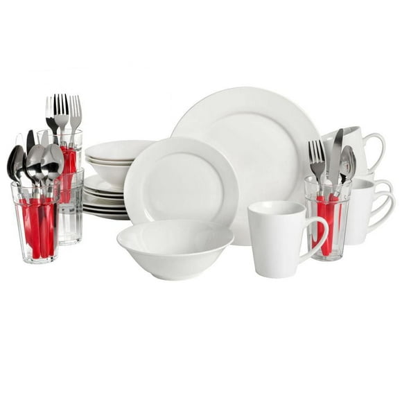 Gibson Home Regal White 32 Piece Fine Ceramic Dinnerware Combo Set, White