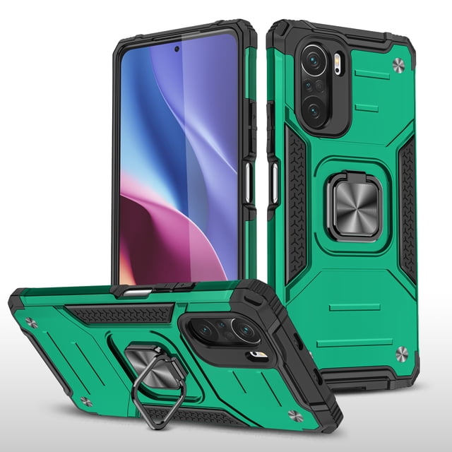 Funda de teléfono para Poco F3 de Uso Rudo Shock color + Mica de Cristal