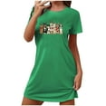 thumbnail image 4 of Sakmal Green Womens Moomoo Nightgown Stretchy Plus Size Christmas Ultra-Soft Sleepshirt Short Sleeve Crew Neck Dog Print Short Nightgowns S-2XL, 4 of 4