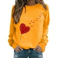 thumbnail image 2 of Yellow Womens Tops Women's Fashionable Round Neck Casual Valentine's Day Love Printed Long Sleeved Top Sweatshirt Fall Outfits for Women 2025, 2 of 4