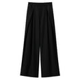thumbnail image 3 of WREESH Womens Wide Leg Pants Fall and Winter New Pants Design Fashion Long Pants Solid Color Suit Pants Black, 3 of 7