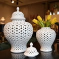 thumbnail image 6 of Elegant White Ceramic Vase - Modern Decorative Flower Vase for Home, Office & Table Centerpiece Décor, 6 of 7