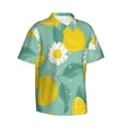 thumbnail image 3 of Xecao Lemons Chamomile Flowers And Leaves print Hawaiian shirt - a stylish short-sleeve button-down for men, perfect for casual beach and tropical outings., 3 of 9