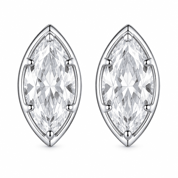 Bling Trax Marquise Clear Cubic Zirconia Stud Earrings for Women